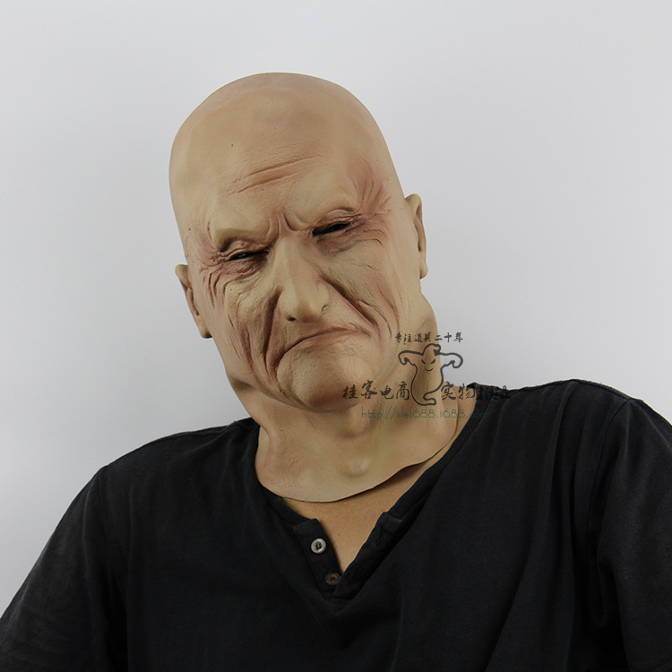 Halloween Scary Terror Triad Boss Funny Emulsion Full Head Sets Old man Mask