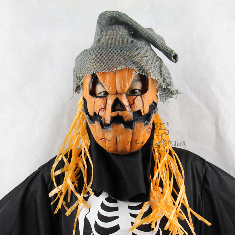 Halloween Upscale Emulsion Pumpkin Scarecrow Terror Ghost Mask Headgear Prom Show Props