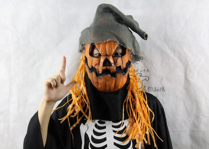 Halloween Upscale Emulsion Pumpkin Scarecrow Terror Ghost Mask Headgear Prom Show Props