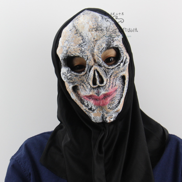 Red lips Big Mouth Skeleton Halloween Haunted House Props Horror Ghosts Whole People Headgear Mask