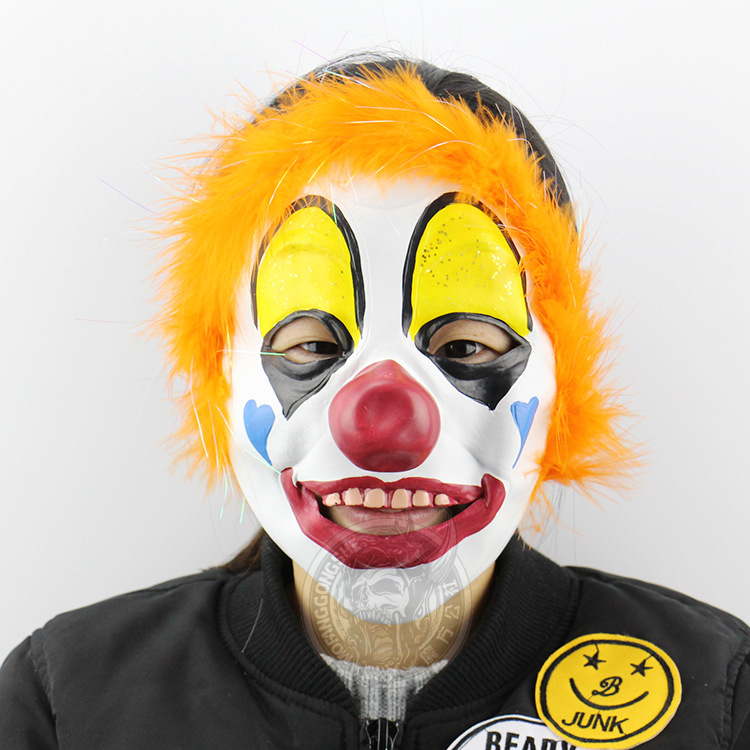 Red Hair Gold Powder Clown Halloween Show Props Terror Engage in Ghosts Mask Headgear