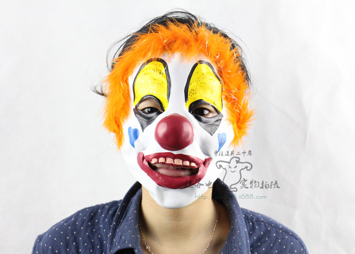 Red Hair Gold Powder Clown Halloween Show Props Terror Engage in Ghosts Mask Headgear