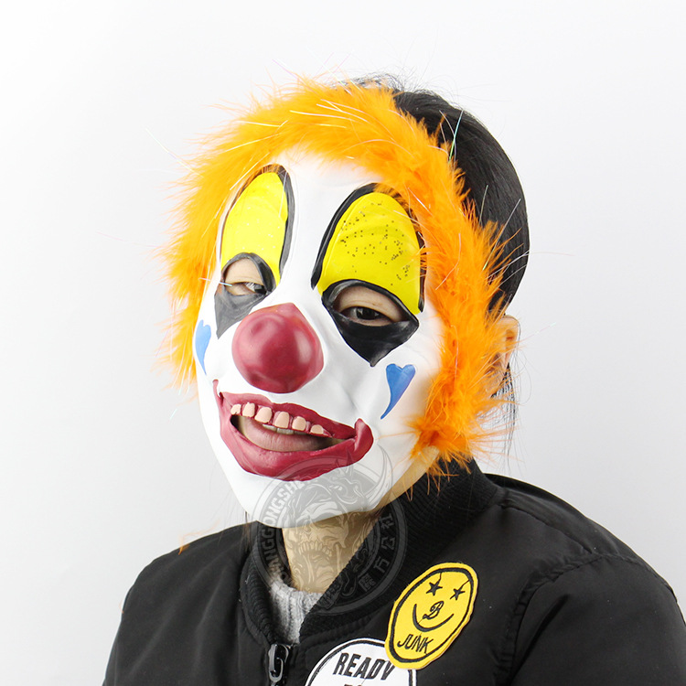 Red Hair Gold Powder Clown Halloween Show Props Terror Engage in Ghosts Mask Headgear