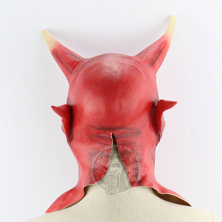Red Face Horns The Devil Halloween Western Style Show Props Hedging Horror Ghosts Funny Mask
