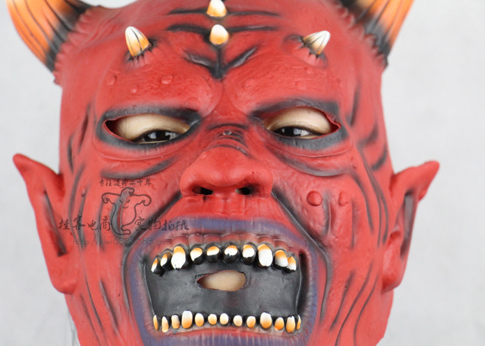 Red Face Horns The Devil Halloween Western Style Props Hedging Horror ghosts Funny Mask
