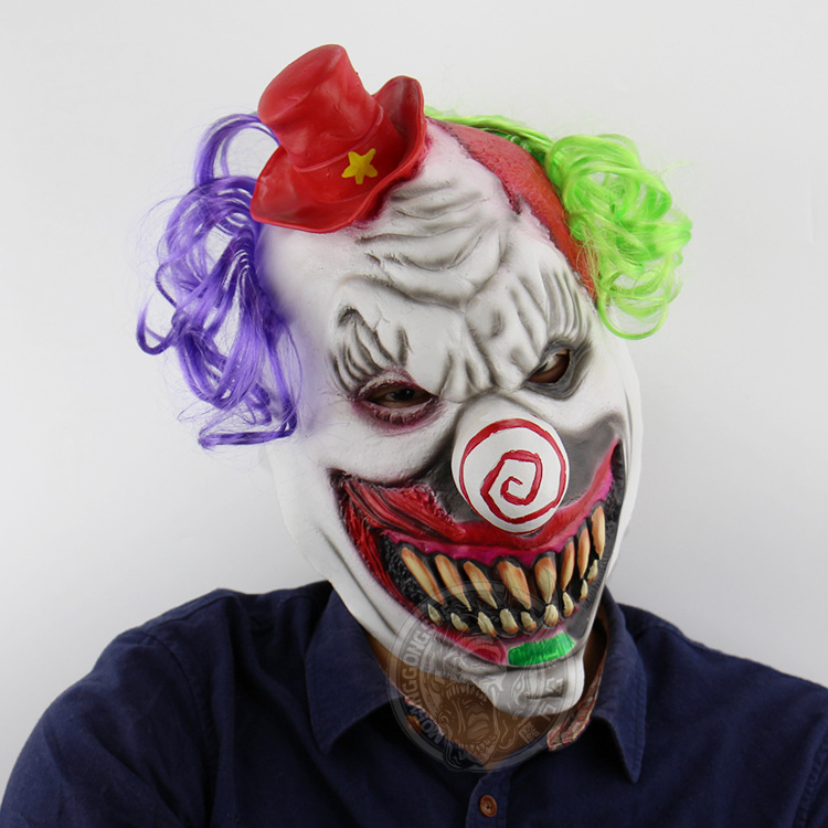 Terror Red Hat Clown Headgear Halloween Scary Haunted House Funny Mask