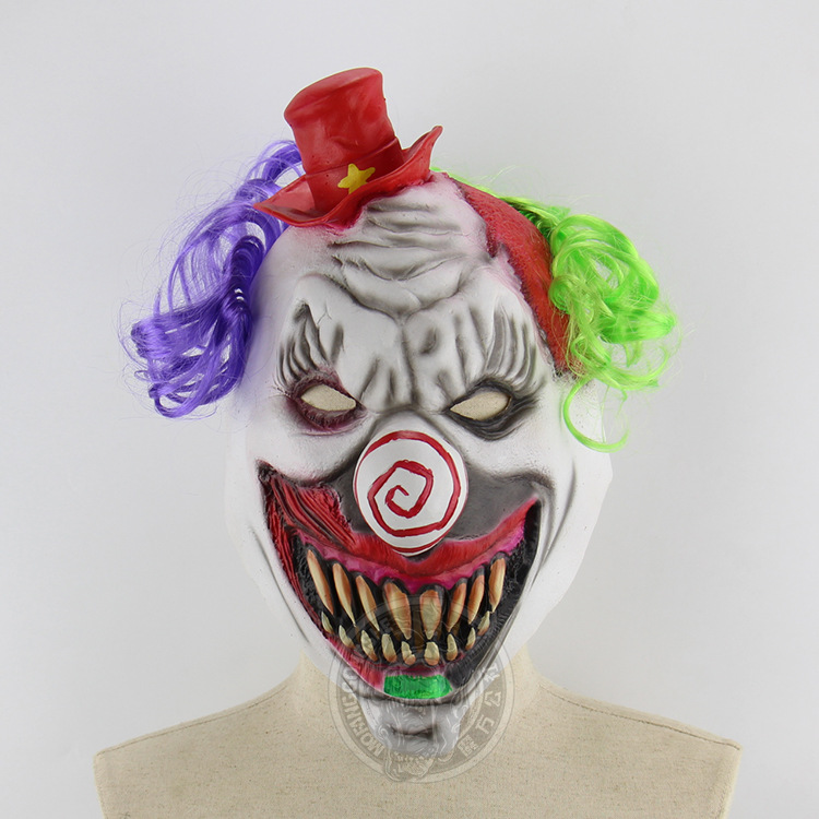 Terror Red Hat Clown Headgear Halloween Scary Haunted House Funny Mask