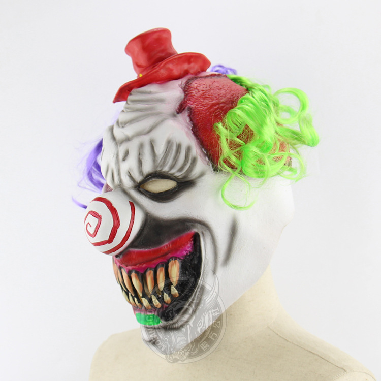 Terror Red Hat Clown Headgear Halloween Scary Haunted House Funny Mask