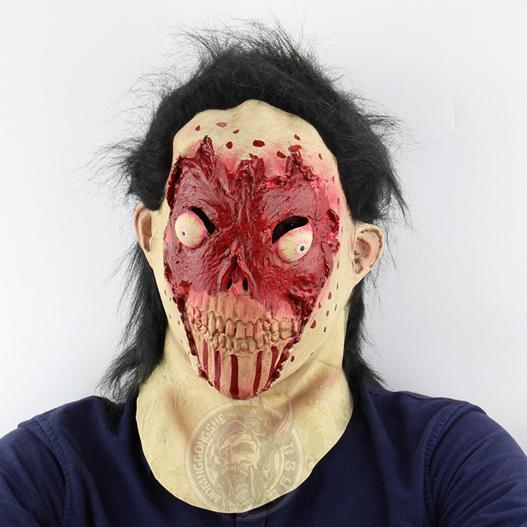 Blood Face Burst Eyes Horror Zombie Headgear Halloween Haunted House Dress Up Mask