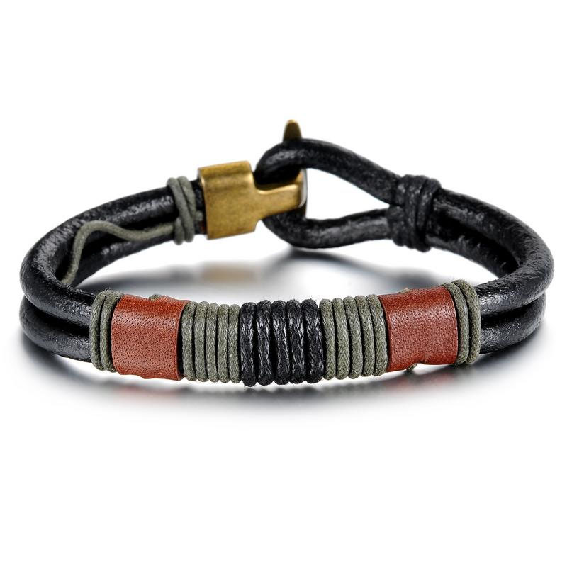 Retro folk-custom Alloy Men Leather Bracelet Western Style Fashion Accessories