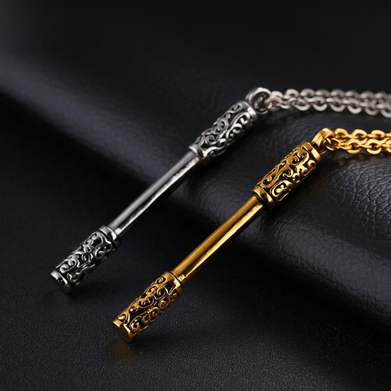 Creative Dinghai god Needle Stainless Steel Men Fashion Gold Hoop Bar Necklace