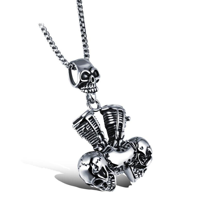 Domineering Skull Head Titanium Steel Men Necklace personality Trend Pendant