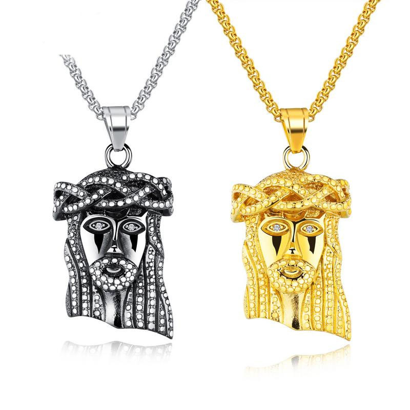 Religion Classic Western Style Stainless Steel Jesus Avatar Necklace Men Fashion Pendant