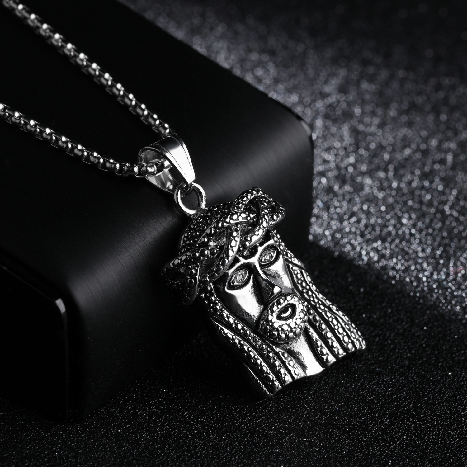 Religion Classic Western Style Stainless Steel Jesus Avatar Necklace Men Fashion Pendant