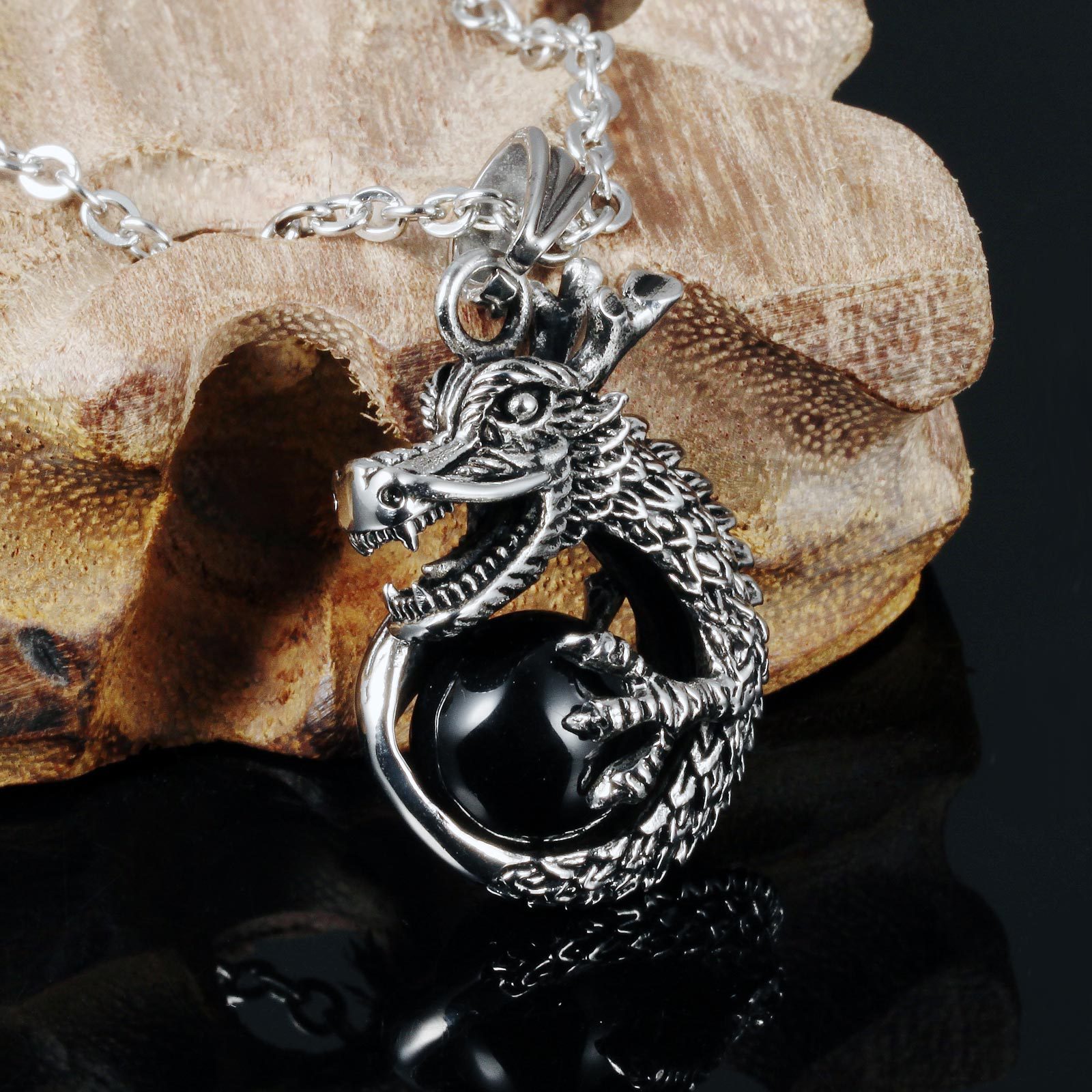 Kuang Long Pendant Panlong Personality Men Titanium Steel Prevent Allergy Necklace