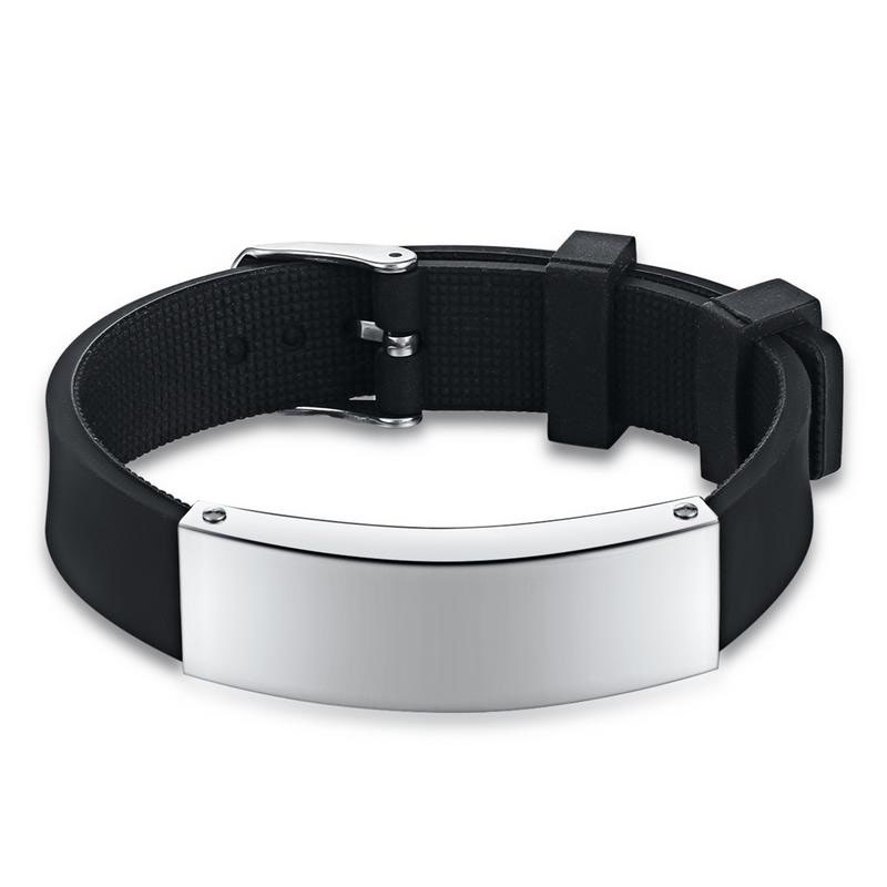 Trend Titanium Steel Silica Gel Men Smooth Bracelet Fashion Cool Wristband