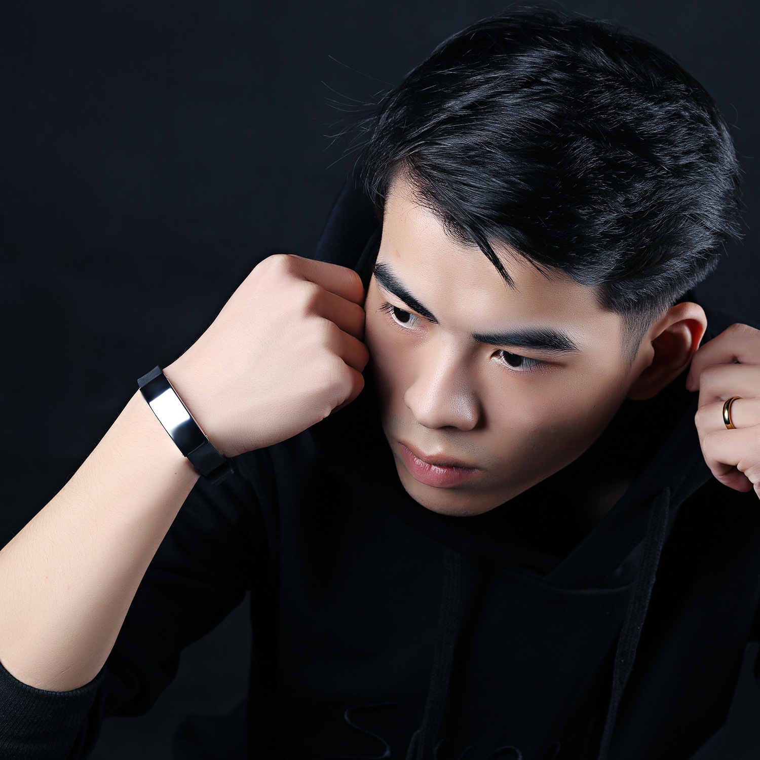 Trend Titanium Steel Silica Gel Men Smooth Bracelet Fashion Cool Wristband