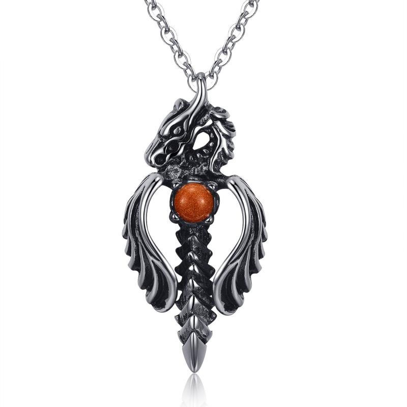 Creative Titanium Steel Casting Dragon Sword Men Pendant Fashion Domineering Necklace