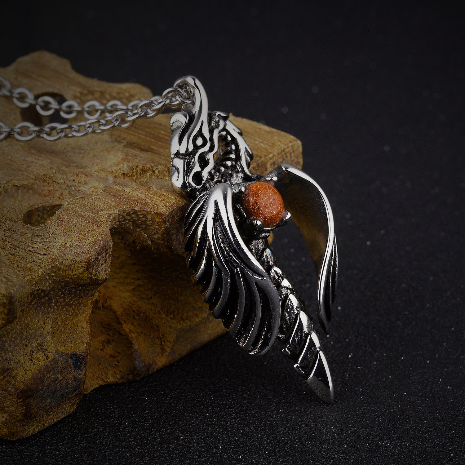 Creative Titanium Steel Casting Dragon Sword Men Pendant Fashion Domineering Necklace