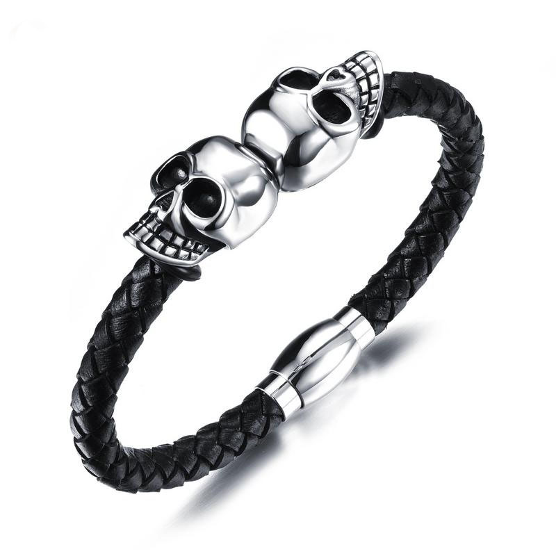 Personality Buckle Titanium Steel Skull Head Bracelet Men Simple Fashion wristband