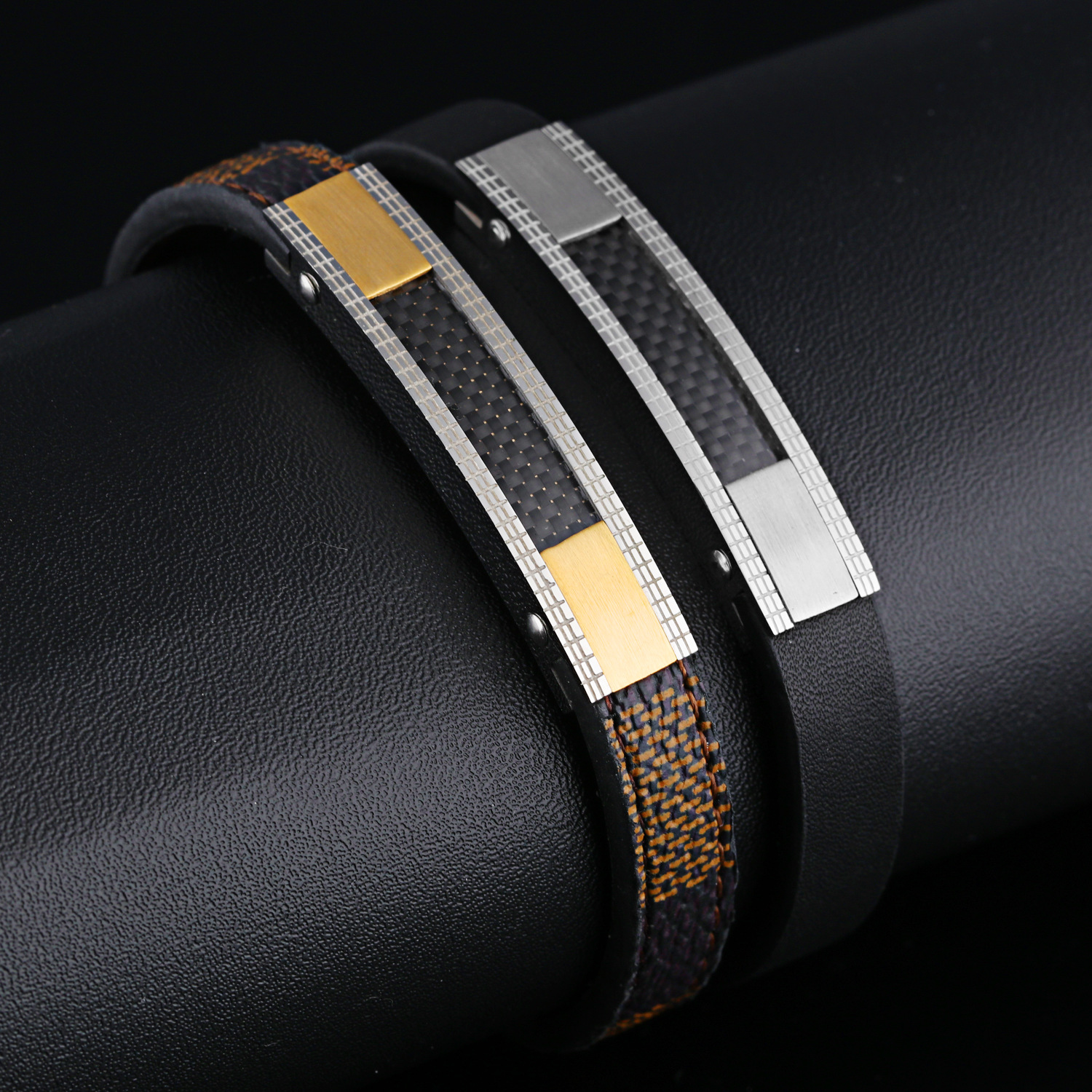 Domineering Personality Men Titanium Steel Leather Bracelet Fashion Trend Bracelet