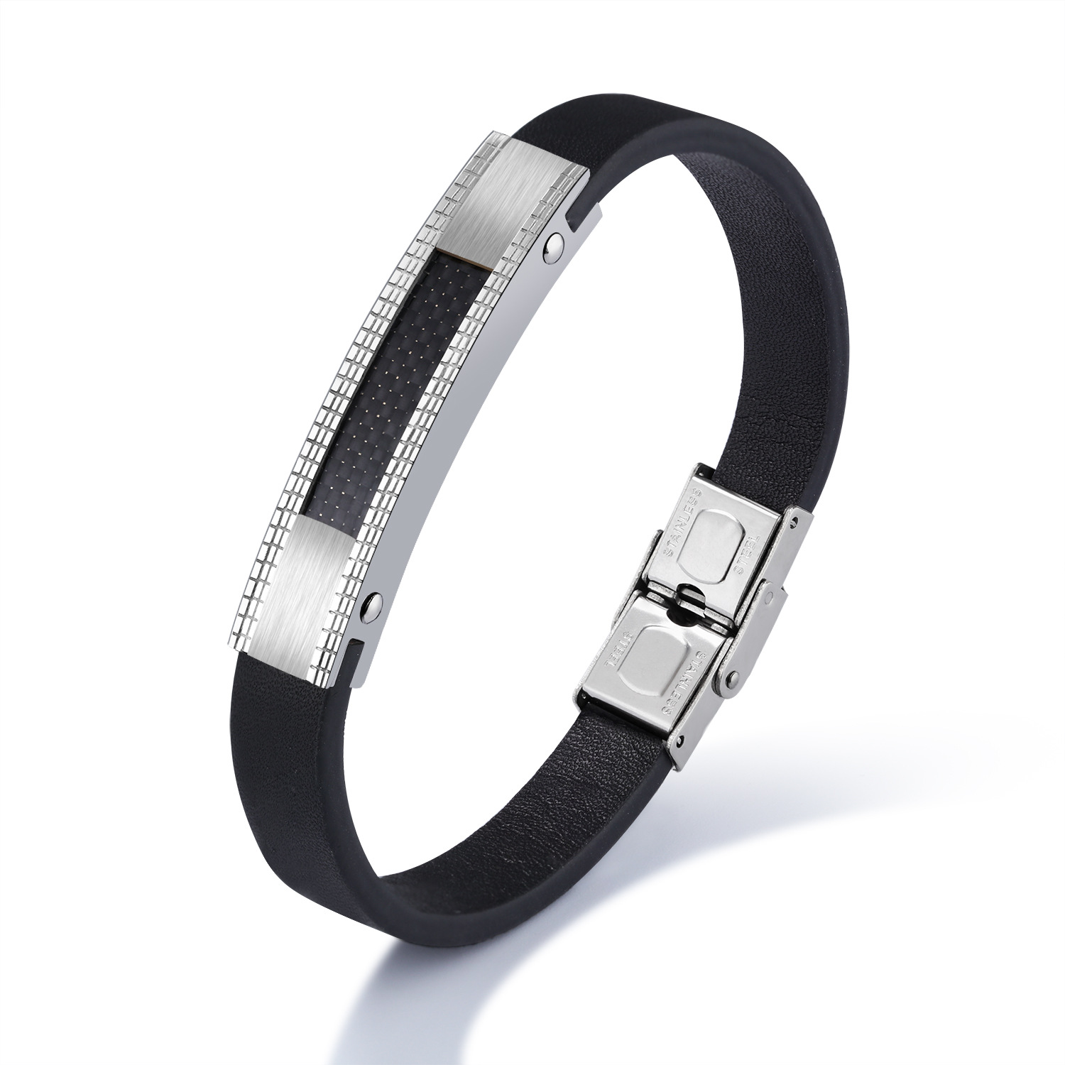 Domineering Personality Men Titanium Steel Leather Bracelet Fashion Trend Bracelet
