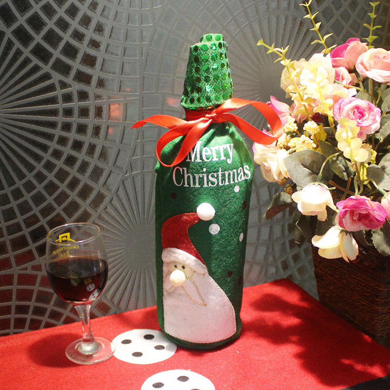 Christmas Decoration Supplies Embroidery Christmas Wine Set Gift Bag Sequins Bottle Sets