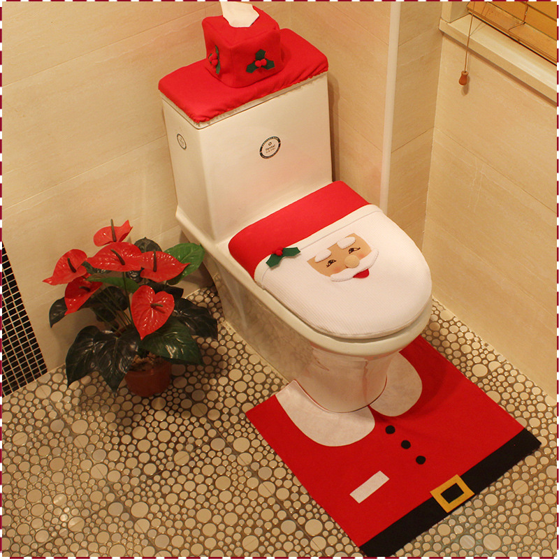 Christmas Old man Toilet sets Three sets Christmas Toilet Decoration Supplies Decoration