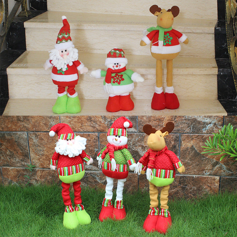 Christmas Decorations Telescopic Rods Three-dimensional Santa Claus Christmas Gift Supplies