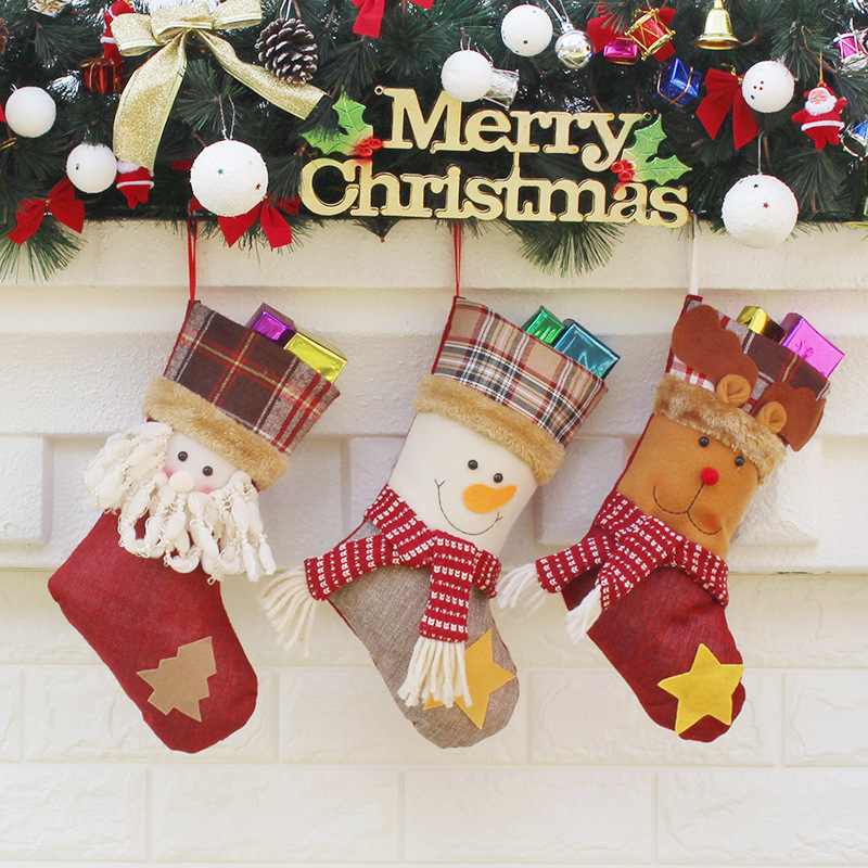 Flower Lattice Christmas Socks Christmas Decorations Gift Sock Christmas Supplies Gift bag