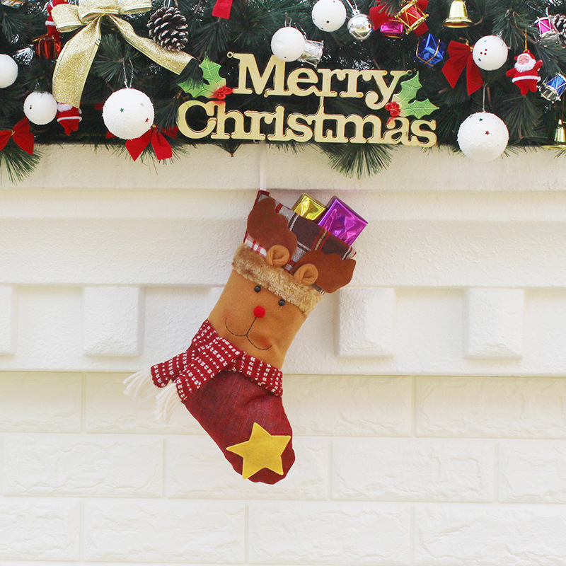 Flower Lattice Christmas Socks Christmas Decorations Gift Sock Christmas Supplies Gift bag