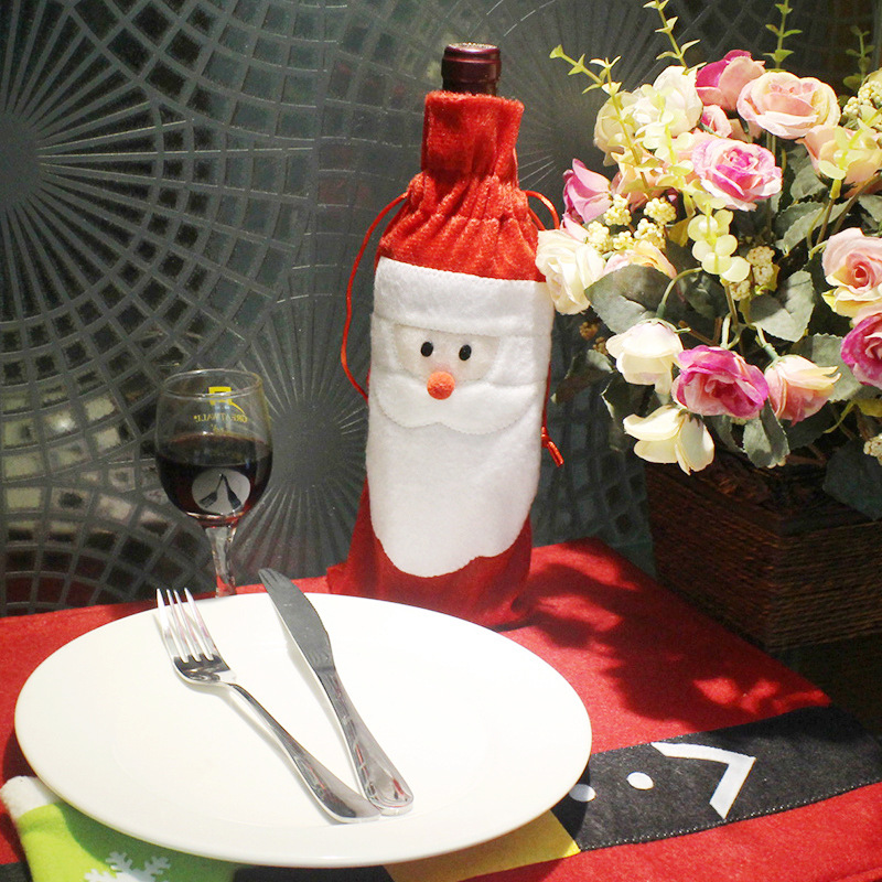 Christmas Decorations Christmas Gift bag Bottle Sets Christmas Red Wine Bags