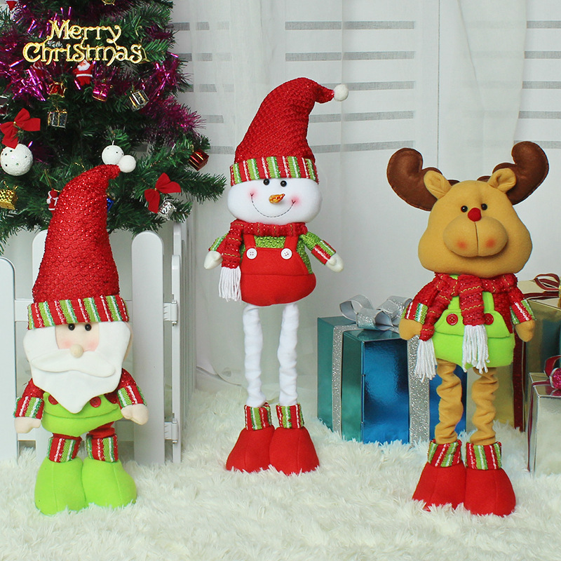 Telescopic rods Standing Christmas Old man Dolls Christmas activity gift Plush toy Decorations