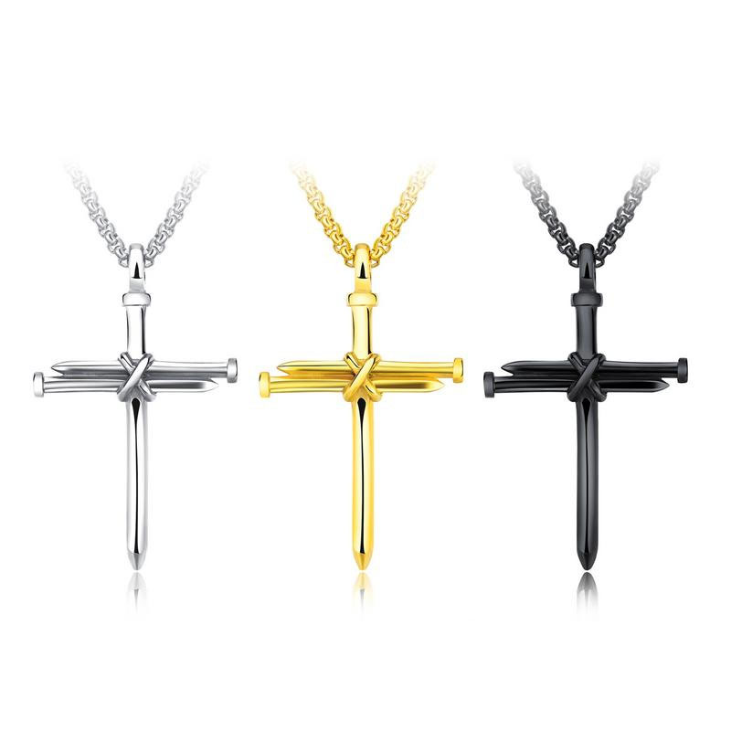 Western Style Titanium Steel Casting Cross Men Pendant Personality Necklace