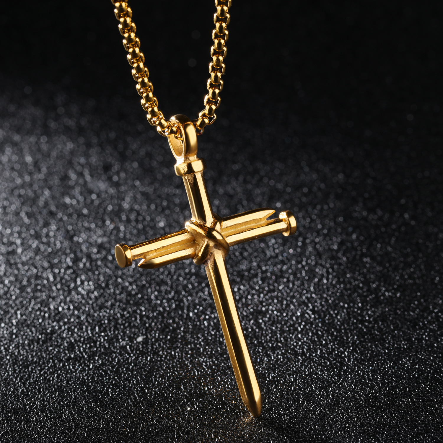 Western Style Titanium Steel Casting Cross Men Pendant Personality Necklace