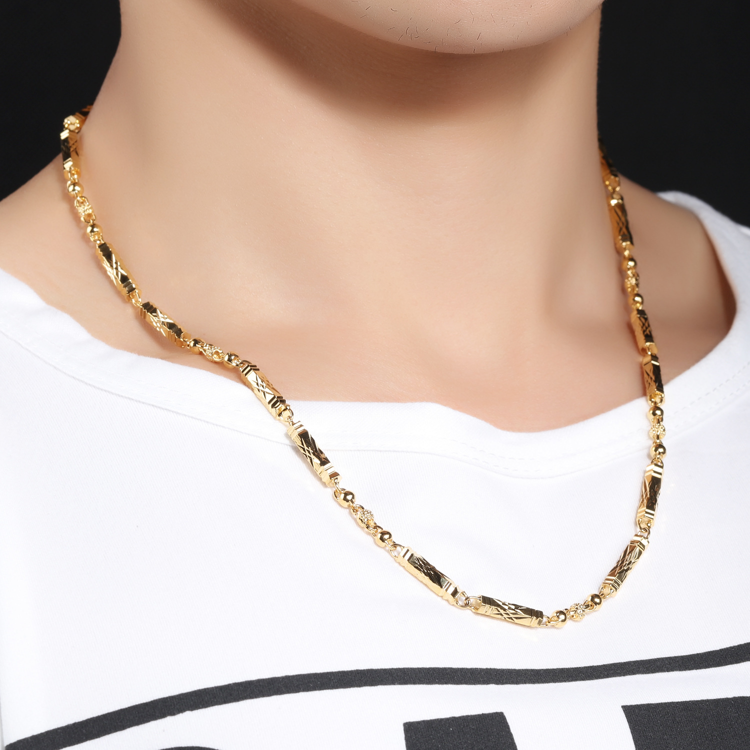 The New Men jewelry Plating 18K gold Male Leading Personality Necklace