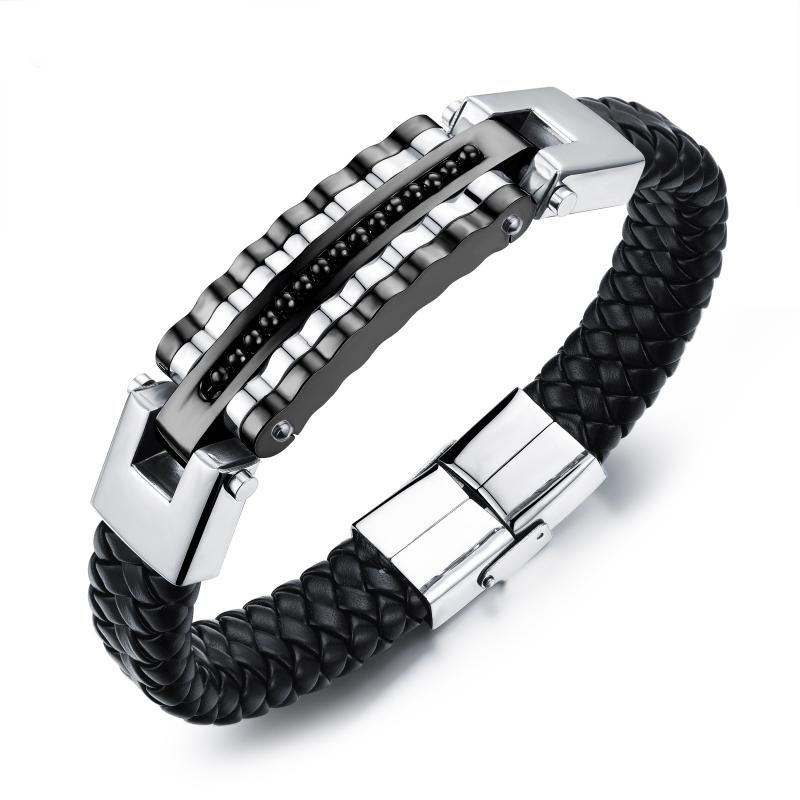 Men Leather Weave Leather ring Fashion Rocking Western Style Bracelet