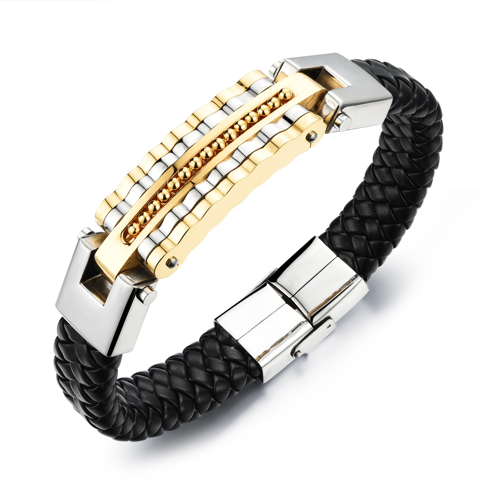 Men Leather Weave Leather ring Fashion Rocking Western Style Bracelet