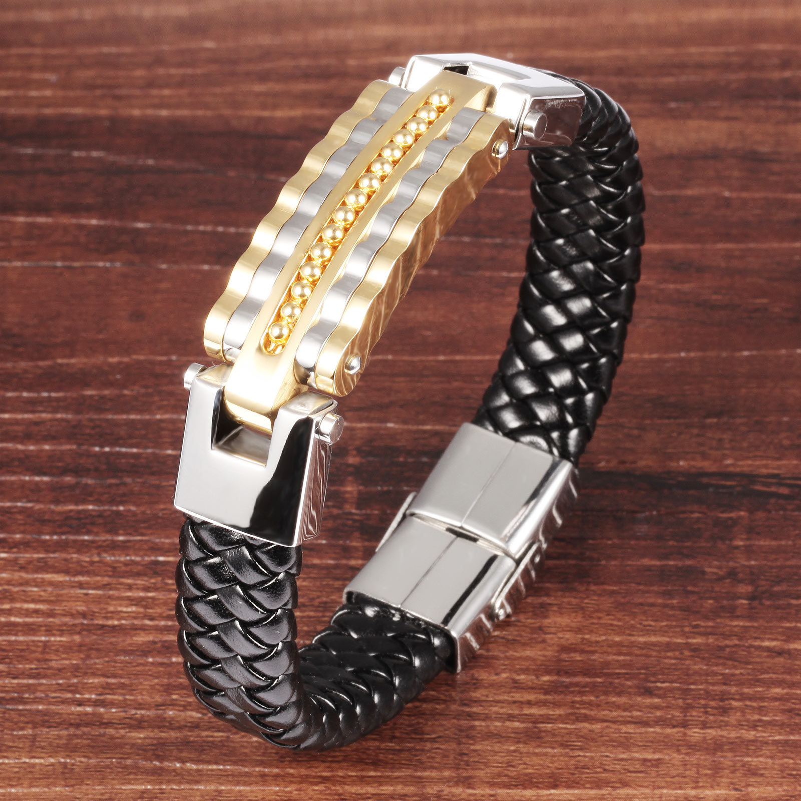 Men Leather Weave Leather ring Fashion Rocking Western Style Bracelet