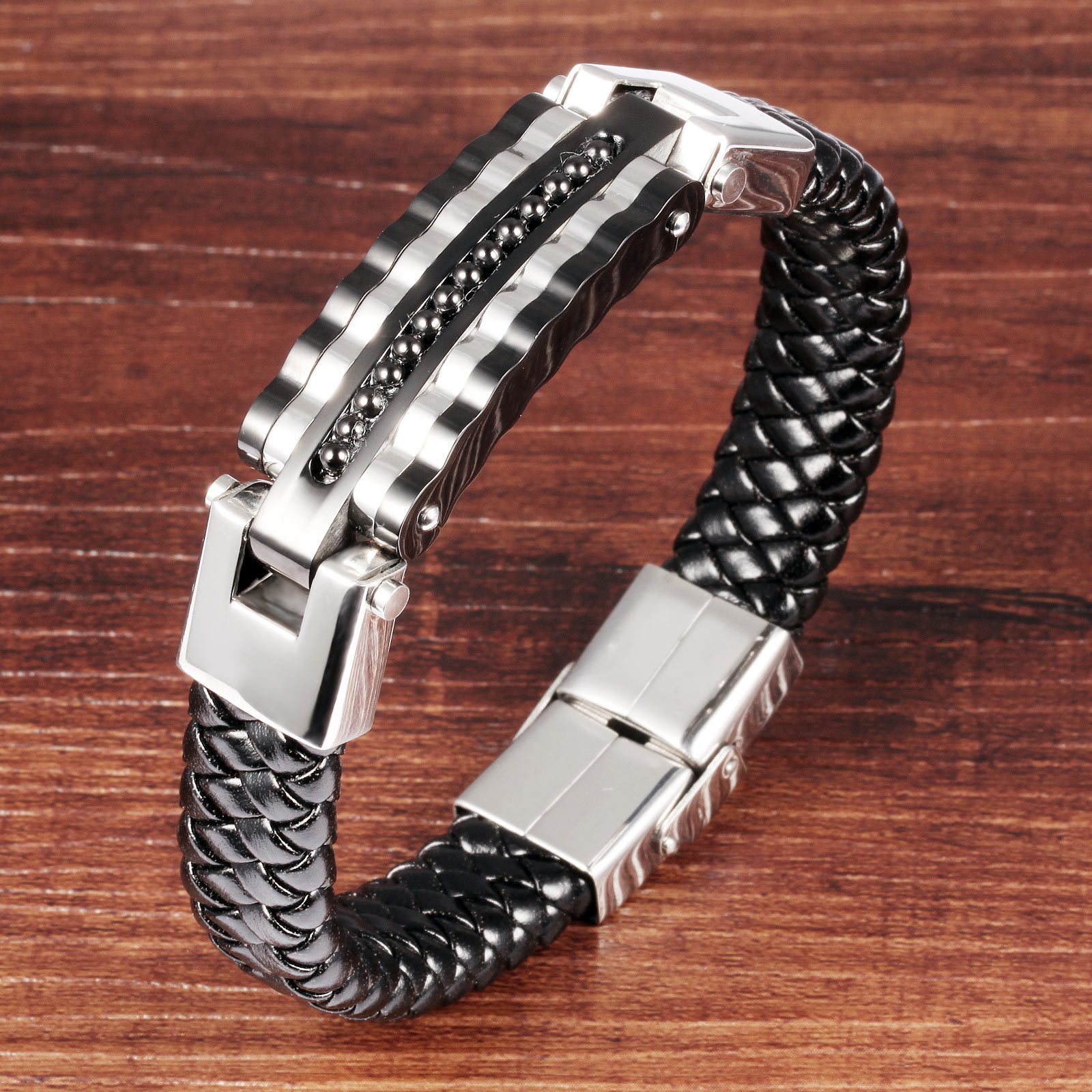 Men Leather Weave Leather ring Fashion Rocking Western Style Bracelet