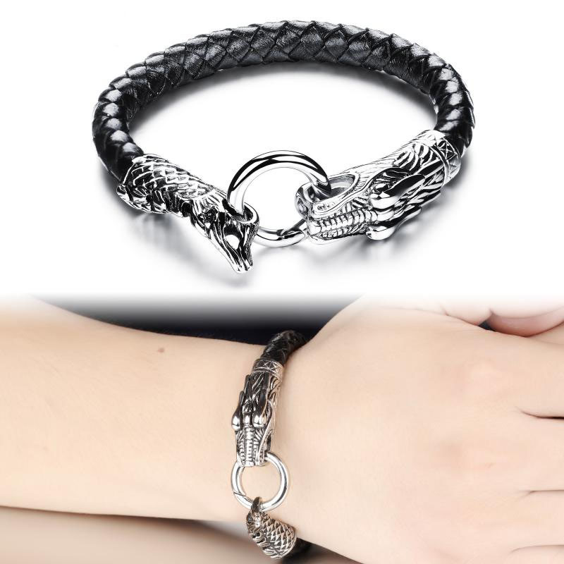 Western Style Domineering Personality Leading Buckle fine Men Leather Bracelet
