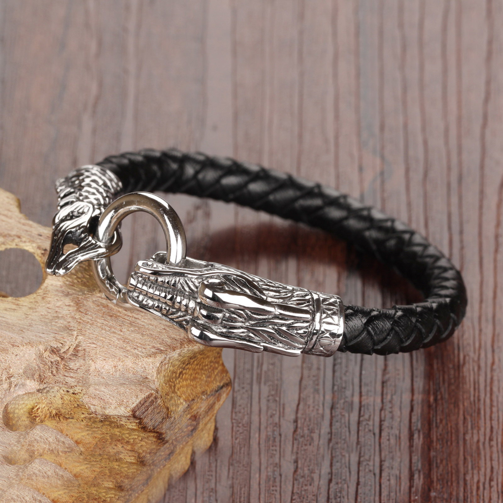Western Style Domineering Personality Leading Buckle fine Men Leather Bracelet