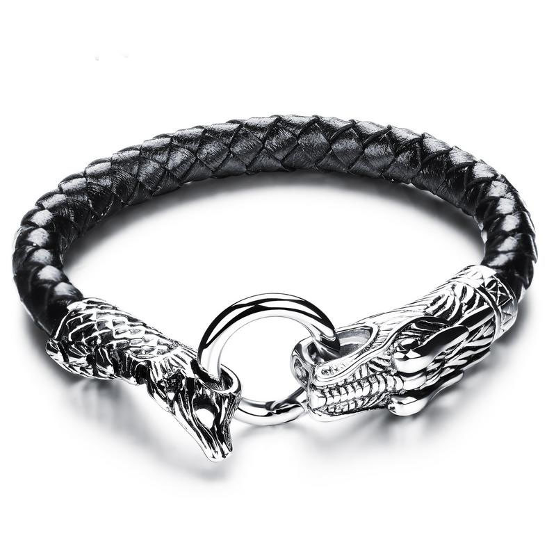Western Style Domineering Personality Leading Buckle fine Men Leather Bracelet