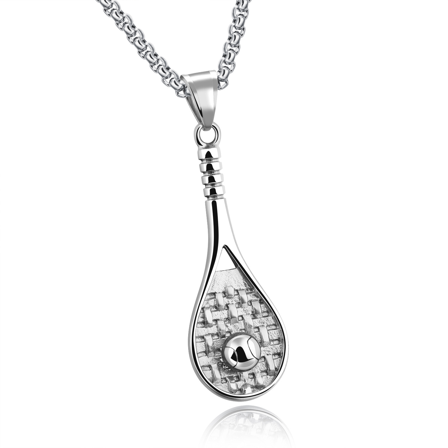 Western Style Fashion Mini Tennis Pendant Bodybuilding Movement Titanium Steel Men Necklace