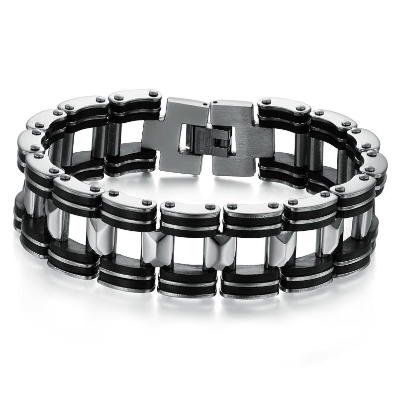The New Personality Fashion Simple Men Silica gel Titanium Steel Bracelet
