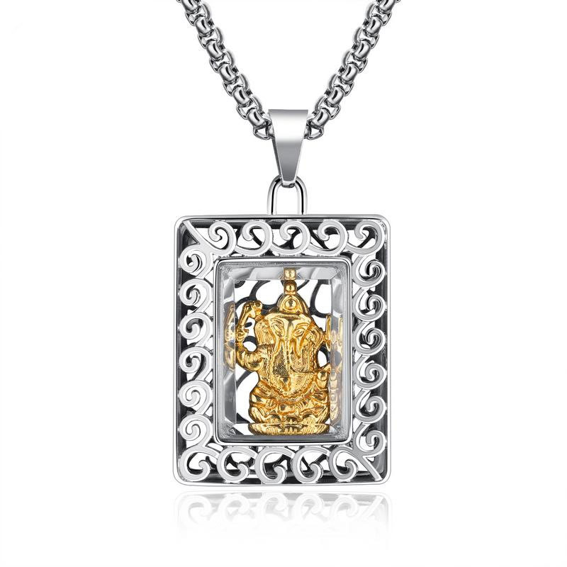Square Titanium steel Like head Buddha body Men Pendant Hollow Like the head of God Pendant