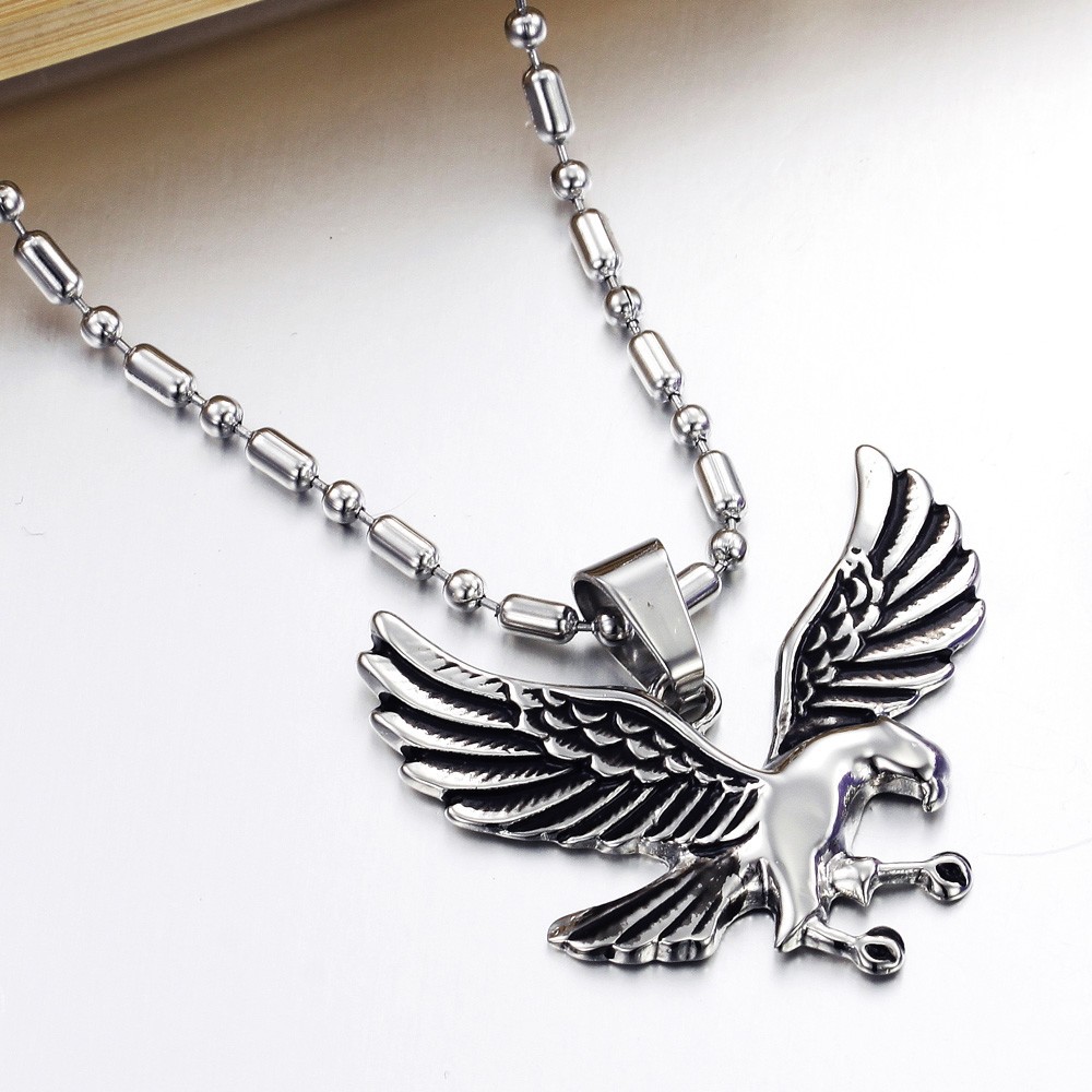 Fashion Eagle Wings Fly High Men Personality Titanium Steel Necklace