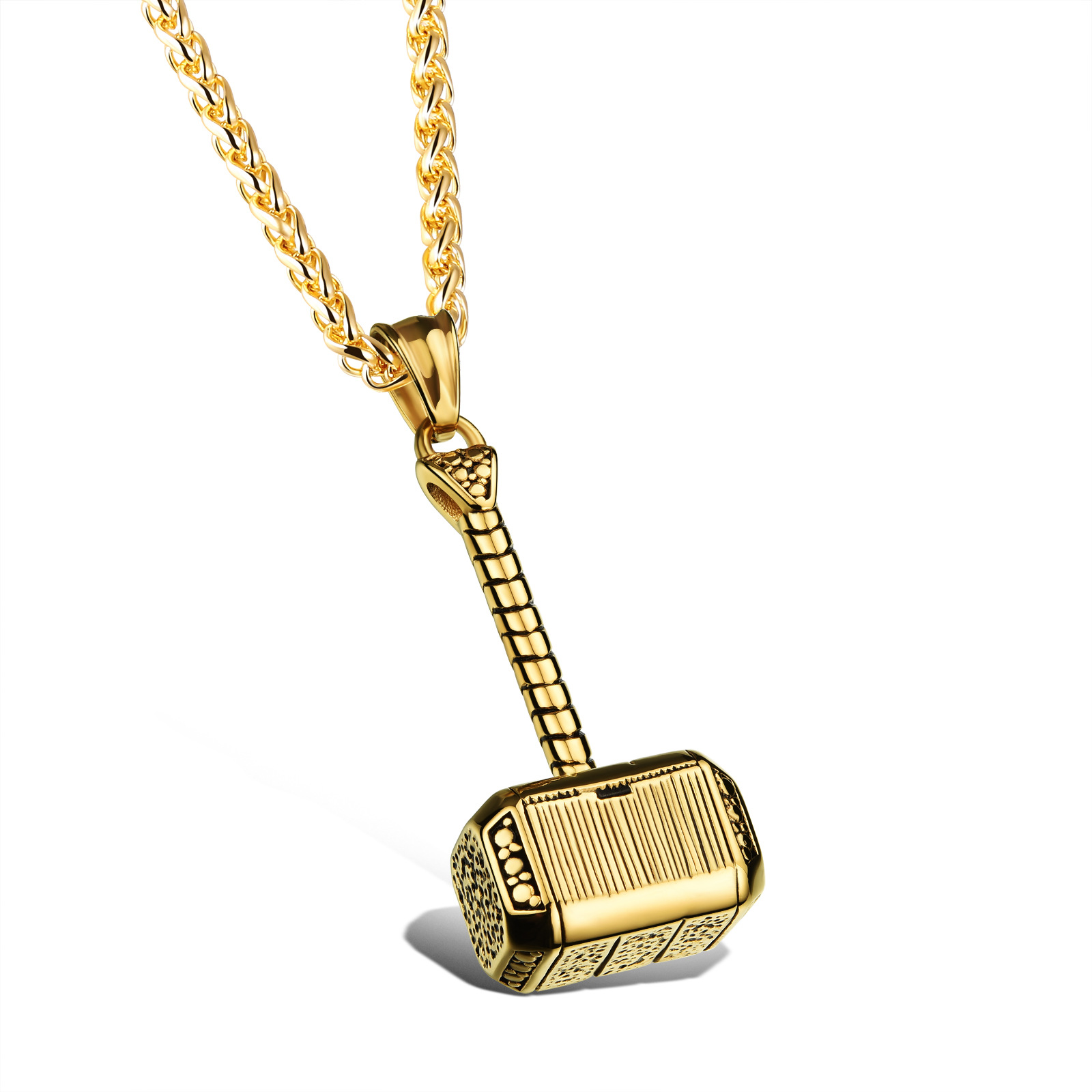 Personality Raytheon Hammer Pendant Domineering Men Titanium Steel Necklace Cool Gift