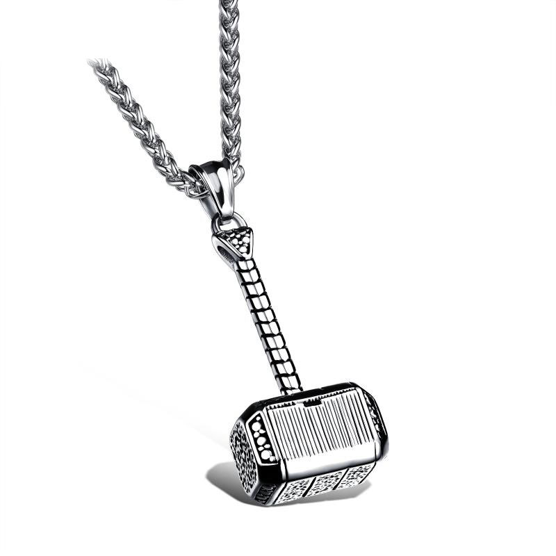Personality Raytheon Hammer Pendant Domineering Men Titanium Steel Necklace Cool Gift