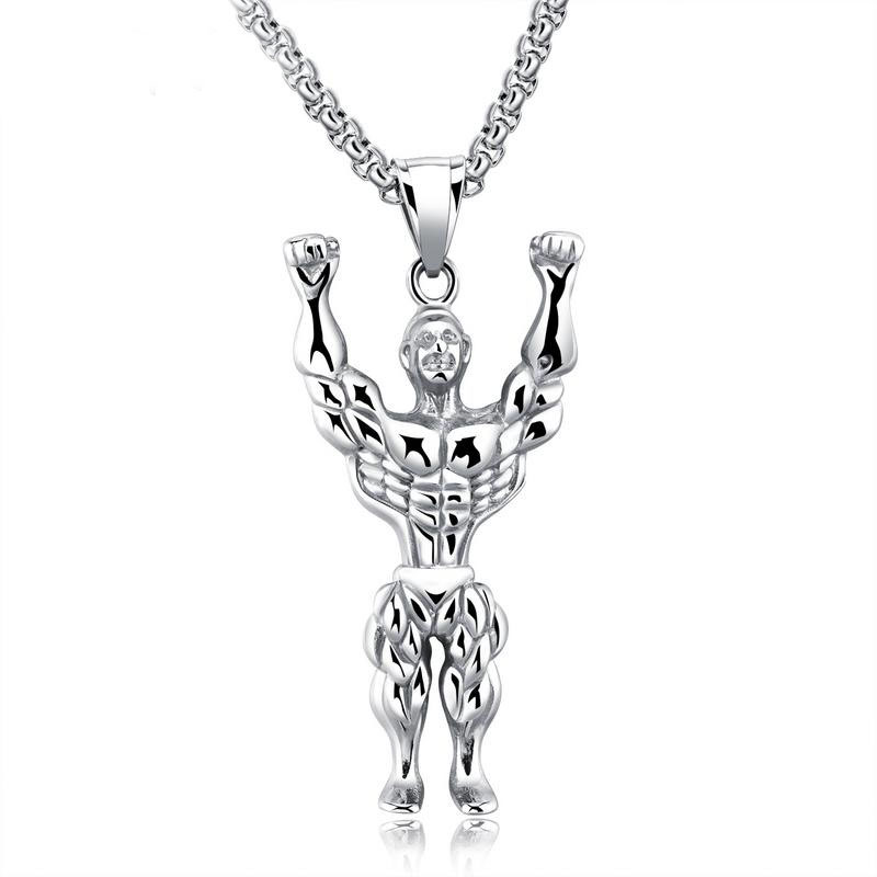 Personality Titanium Steel Muscular man Necklace Mr Movement Fitness Pendant Accessories